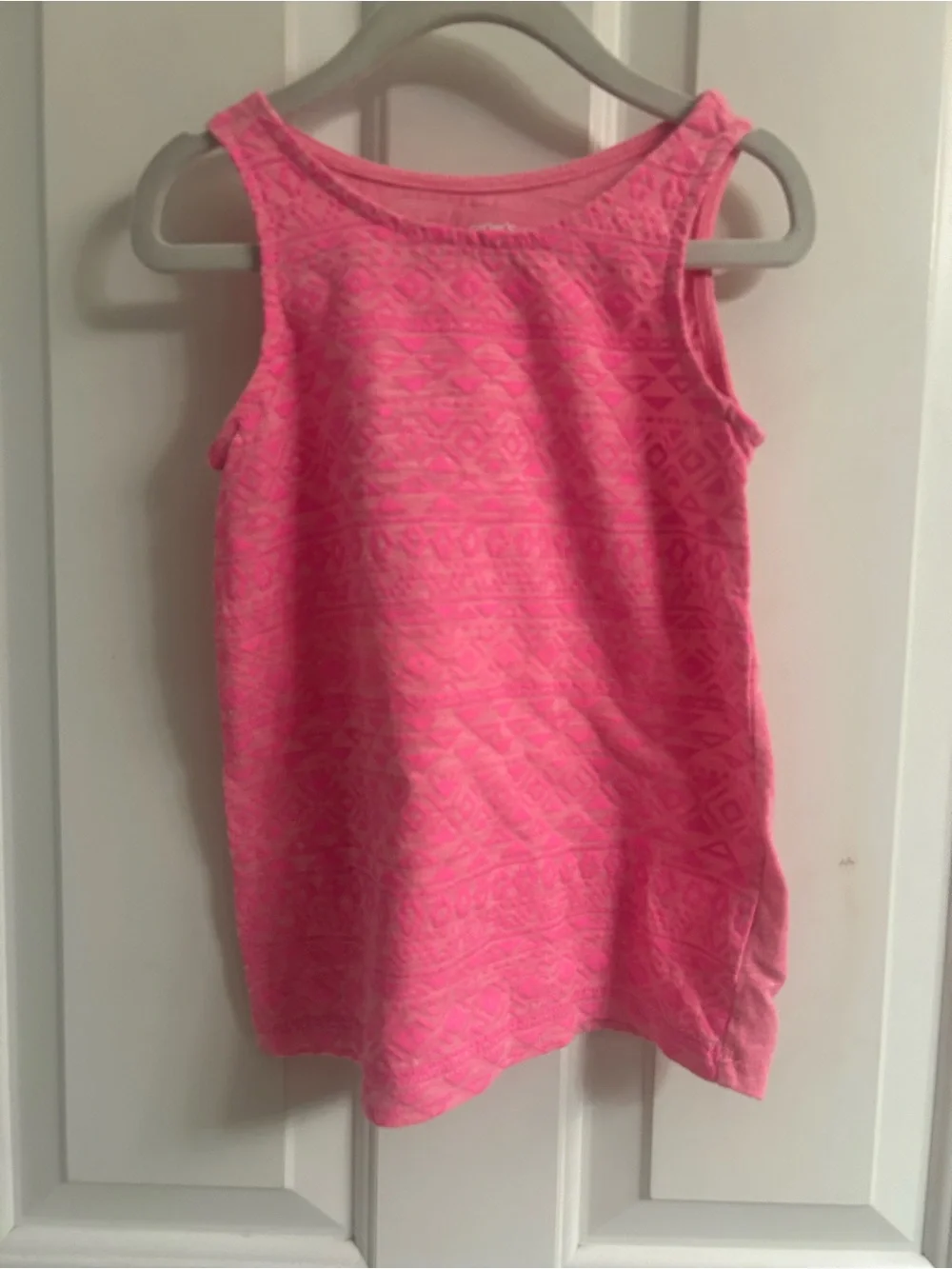 Carter's Neon Pink Girls' Sleeveless Tank with Subtle Geometric Print